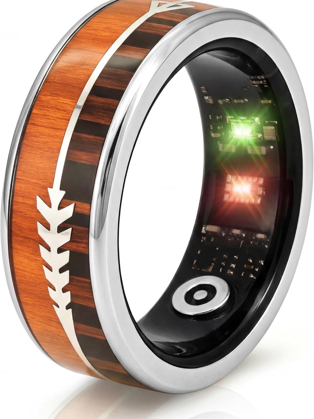 Smart LED Fitness Ring with Wood Accent - Black and Brown